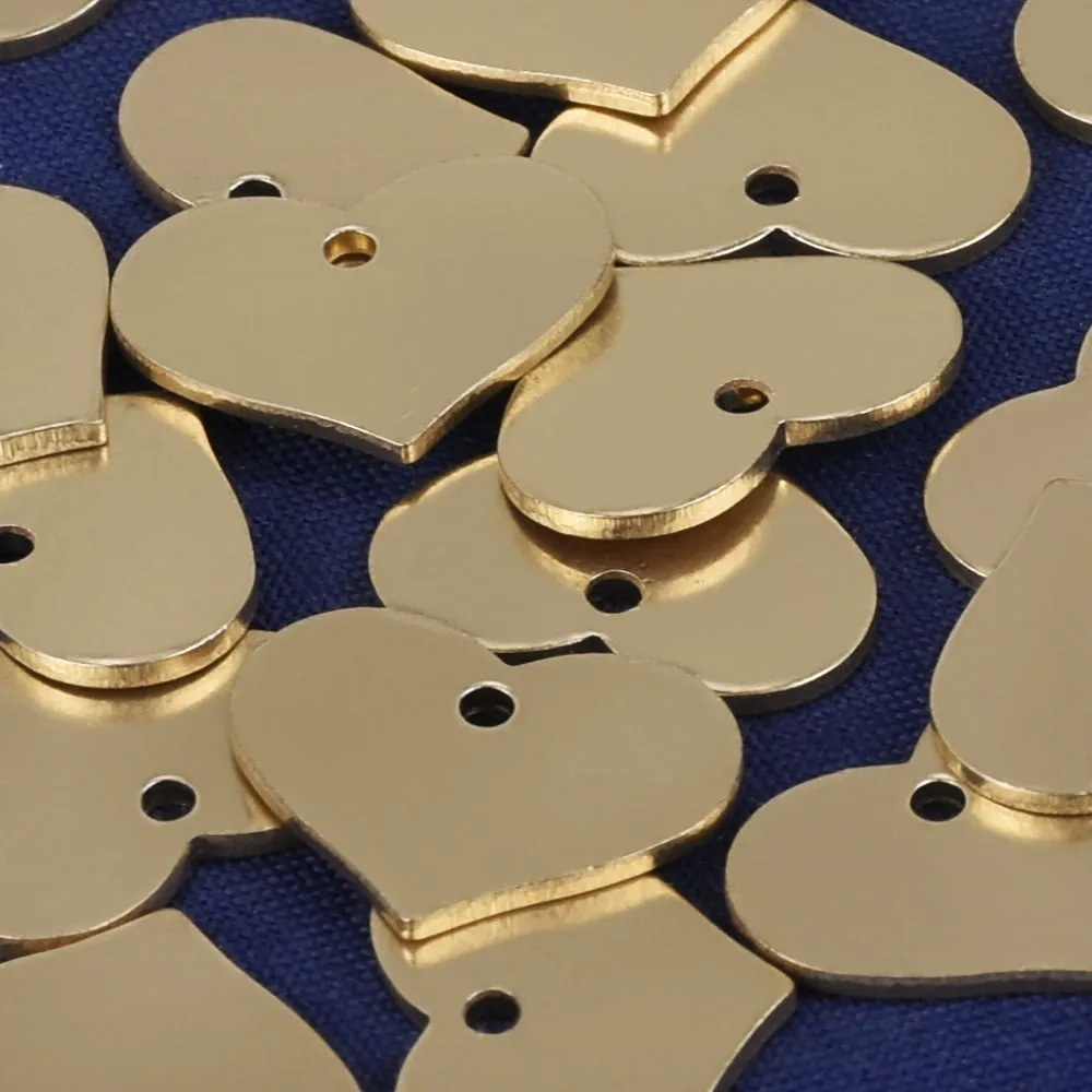 3/8*1/2 Brass Heart Shaped Stamping Tags Heart Charms Personalized Heart blanks 10pcs