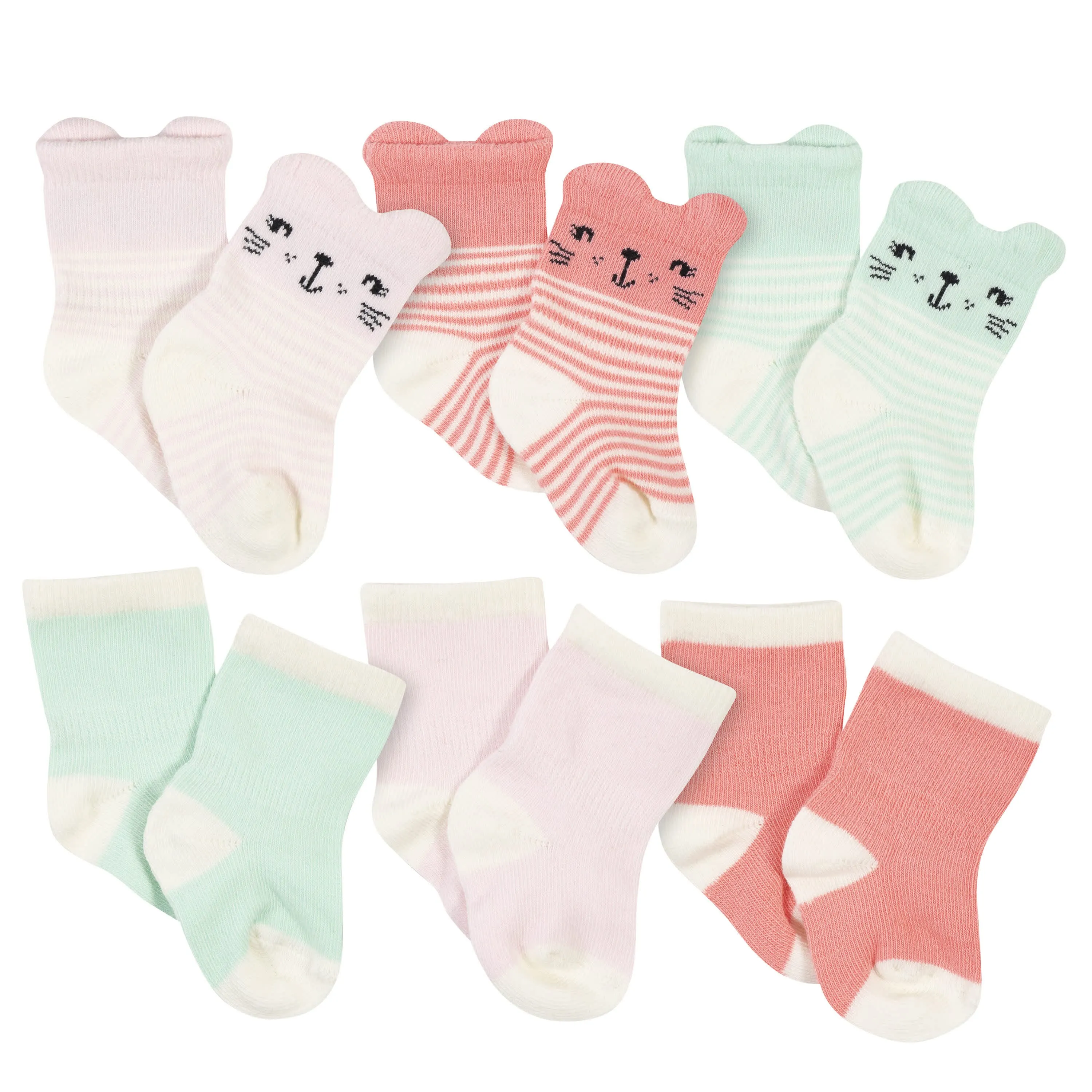 6-Pack Baby Girls Rainbow Wiggle Proof Socks