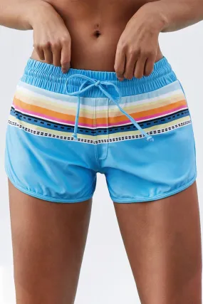 Aloha Gestreifte Elastische Boardshorts mit Kordelzug