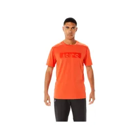 ASICS Men's Print Short Sleeve Top (Cherry Tomato Heather)