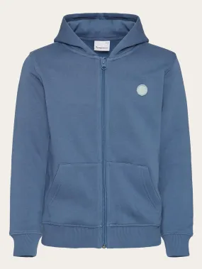 Badge zip hood sweat - Moonlight Blue