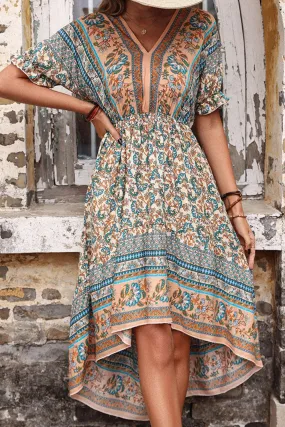 Boho böhmisches High-Low-Kleid mit offenem Rücken