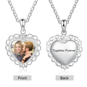 Brand New Custom Heart Photo Necklace Gift For Couple