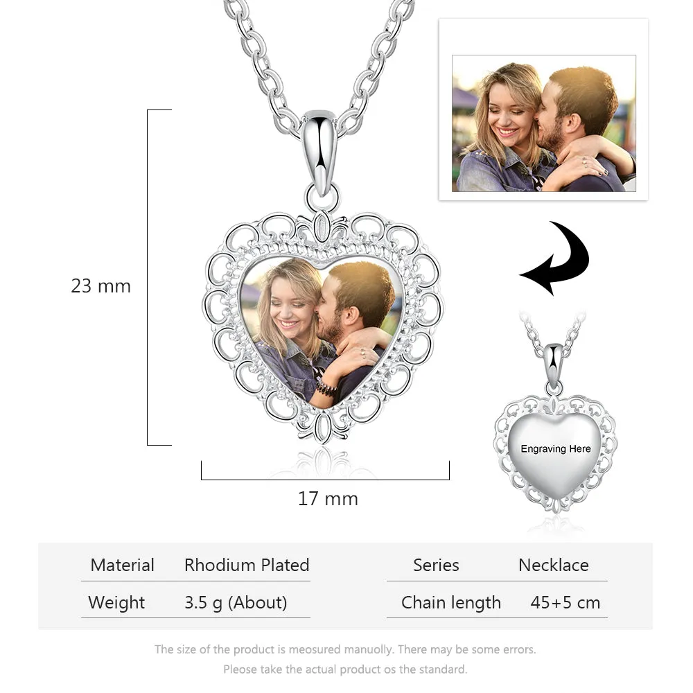 Brand New Custom Heart Photo Necklace Gift For Couple