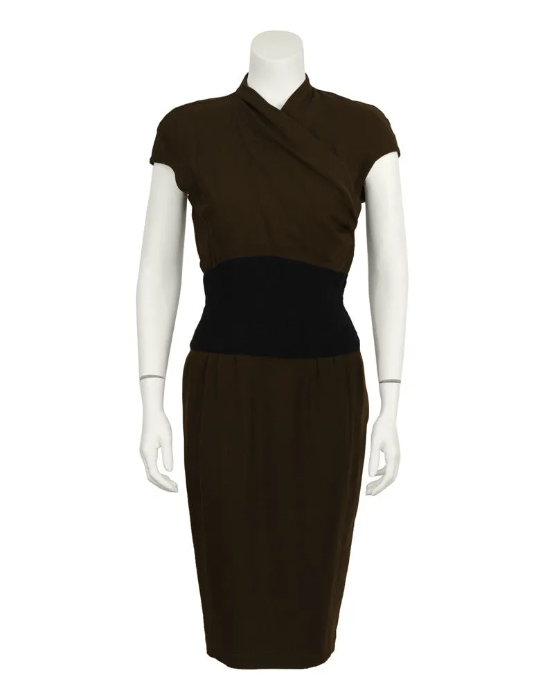 Brown Dress with Black Waistband