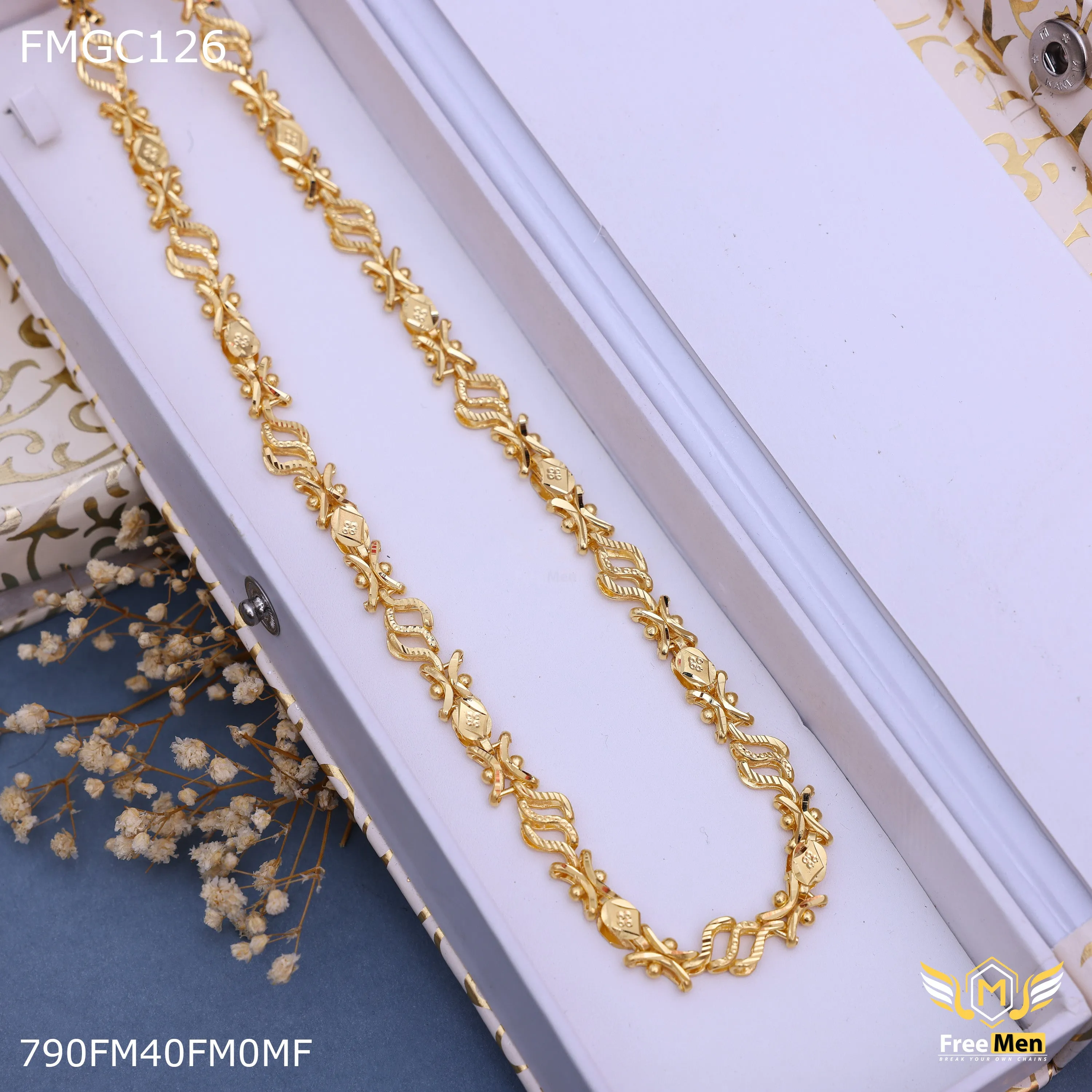 Freemen fancy x  design Gold-Plated Chain- FMGC126