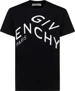 Givenchy Refracted Embroidered Logo T-Shirt Black Oversized Fit