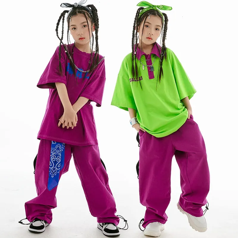 HH0362 Hip Hop Dance -Loose Fit Tops -Pants -Performance Clothing HH0362