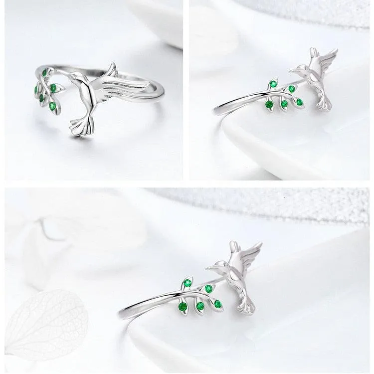 'Hummingbird' CZ and Sterling Silver Ring