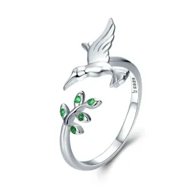 'Hummingbird' CZ and Sterling Silver Ring