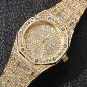 Iced Out Calendar Quartz Watch