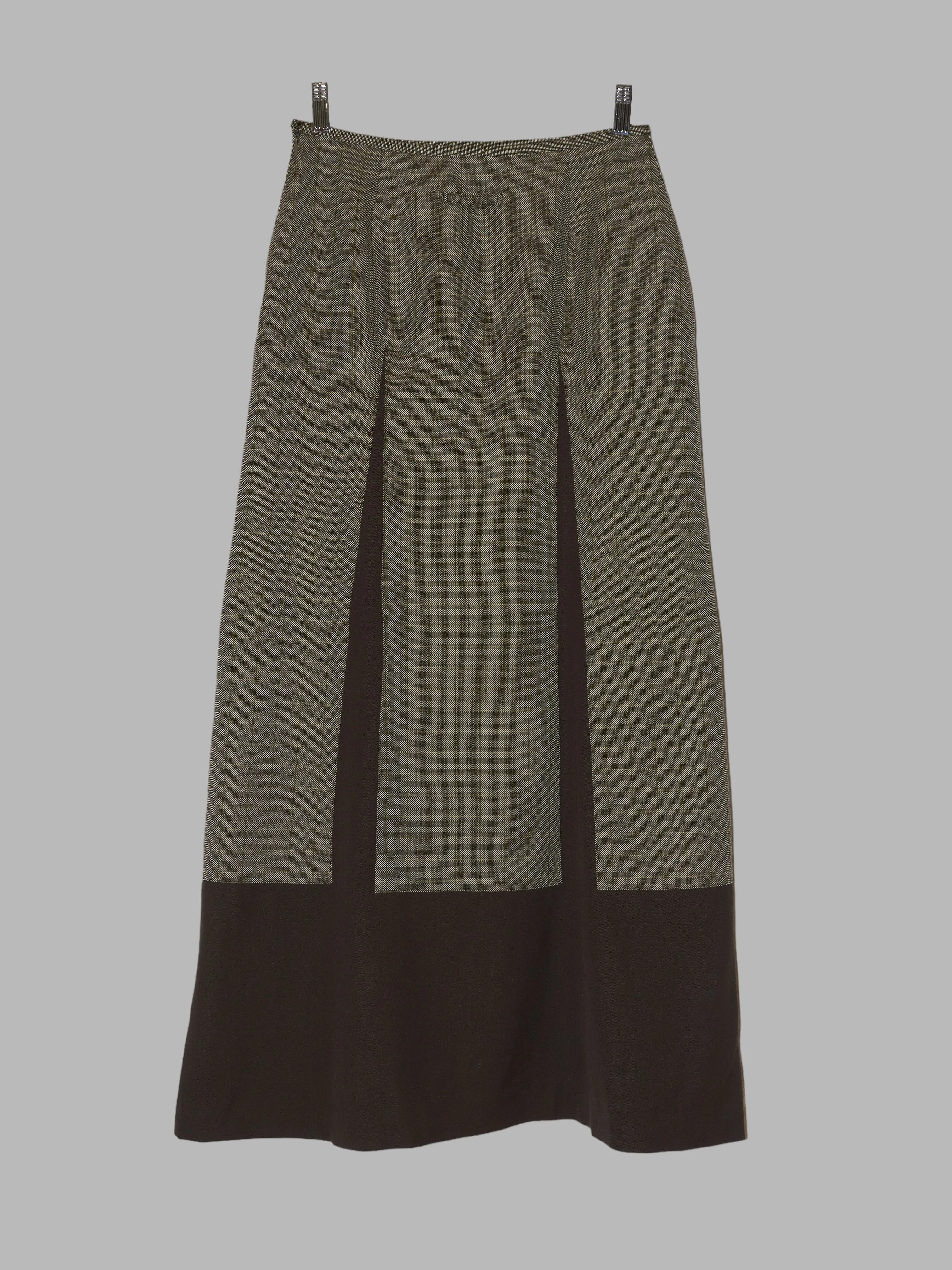 Jean Paul Gaultier Femme 1990s wool check maxi skirt with brown inserts - sz 40