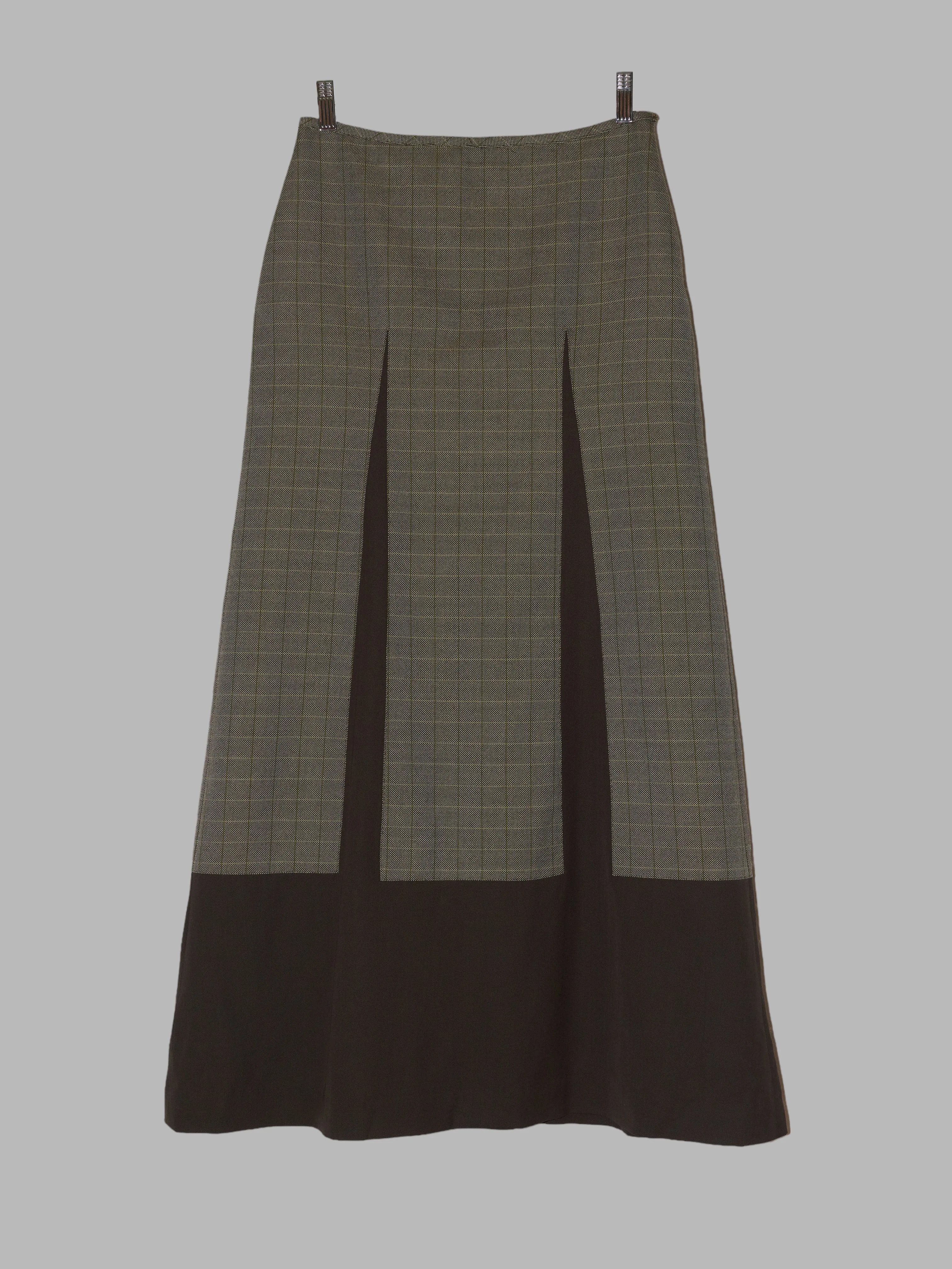 Jean Paul Gaultier Femme 1990s wool check maxi skirt with brown inserts - sz 40