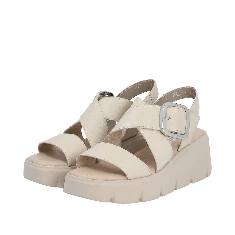 Ladies Evolution By Rieker Sandals Beige Chunky Platform W1550-60 sale