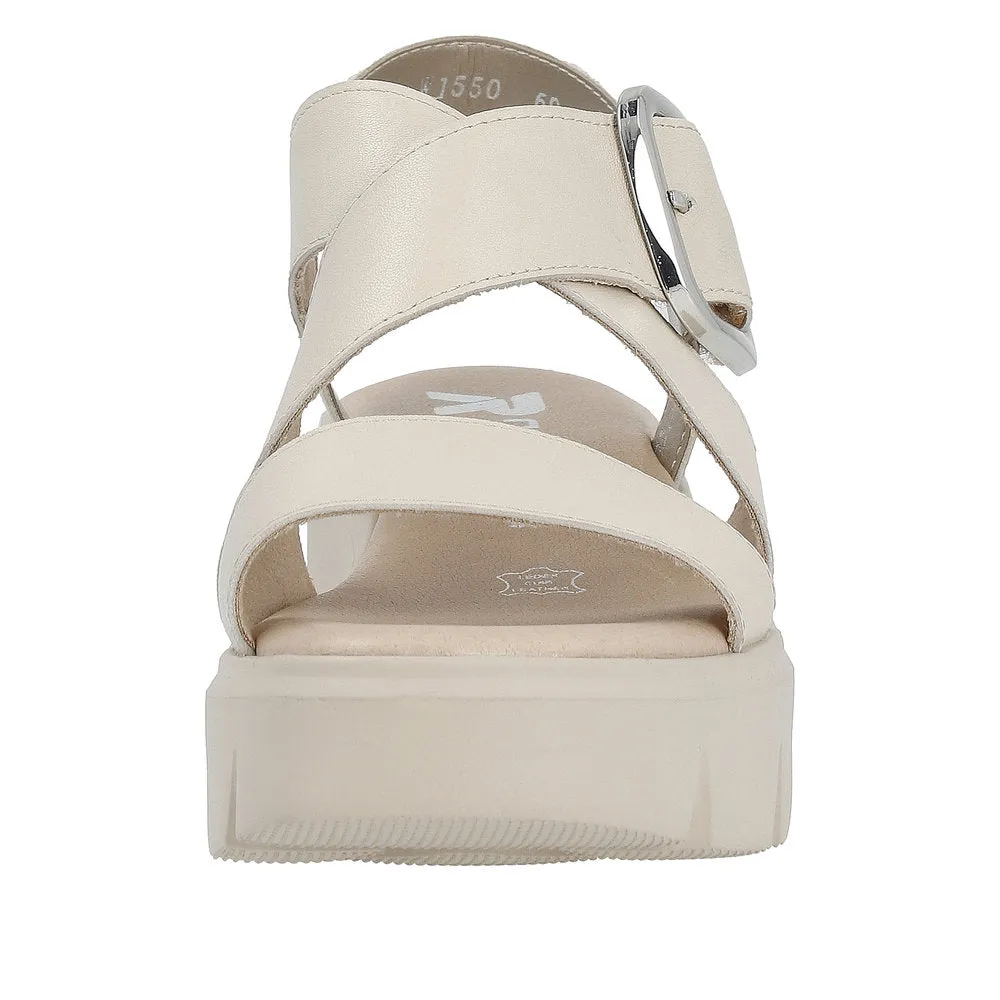 Ladies Evolution By Rieker Sandals Beige Chunky Platform W1550-60 sale