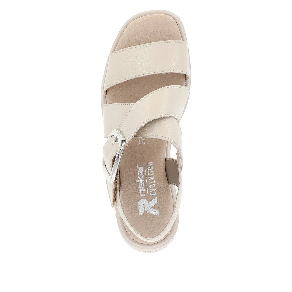 Ladies Evolution By Rieker Sandals Beige Chunky Platform W1550-60 sale