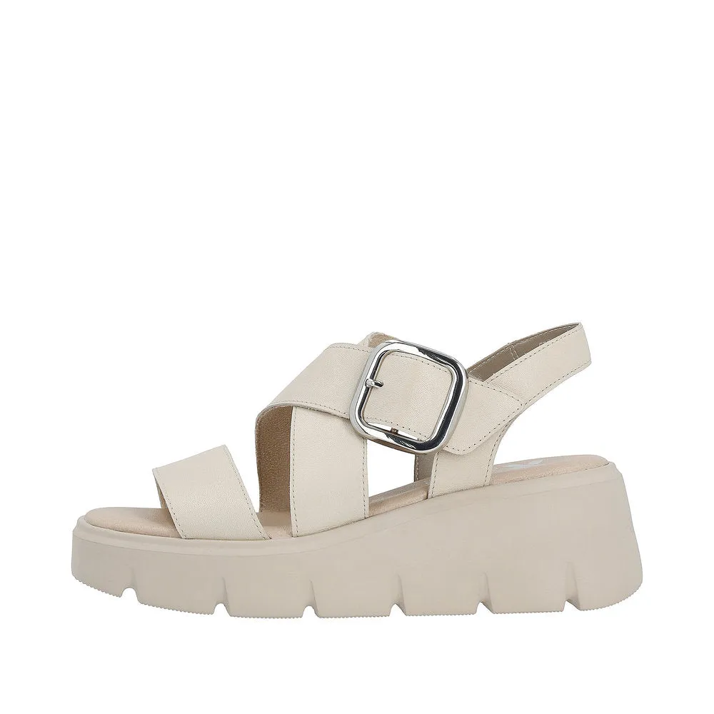 Ladies Evolution By Rieker Sandals Beige Chunky Platform W1550-60 sale