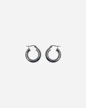 Mini Chunky Hoop Earrings Silver