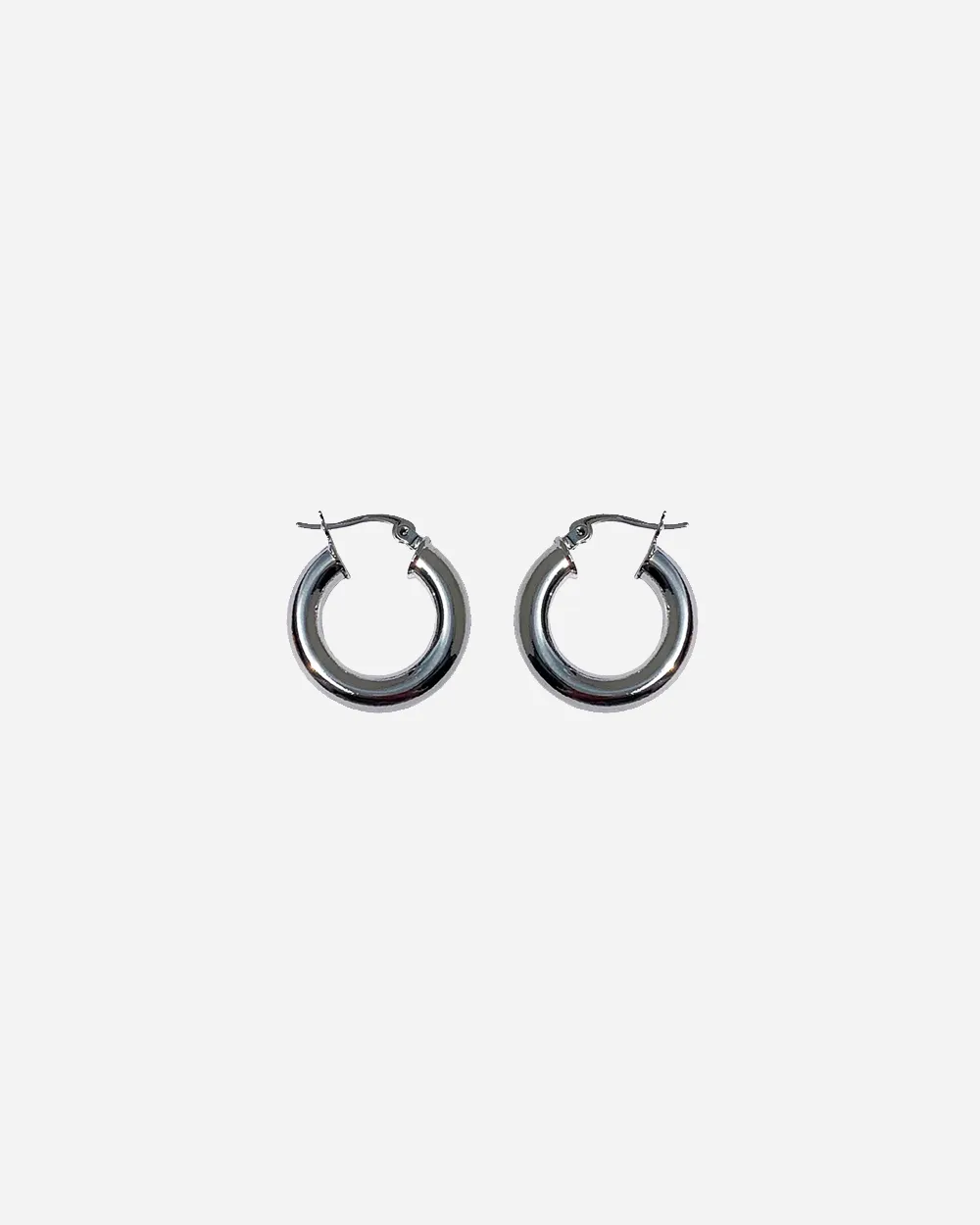 Mini Chunky Hoop Earrings Silver