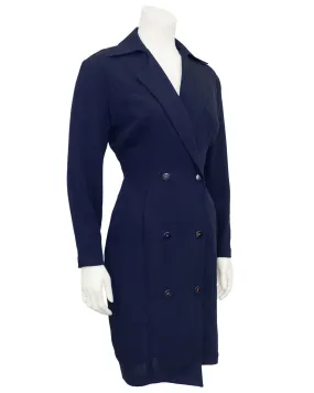 Navy Wool Double Breasted Coat Dress