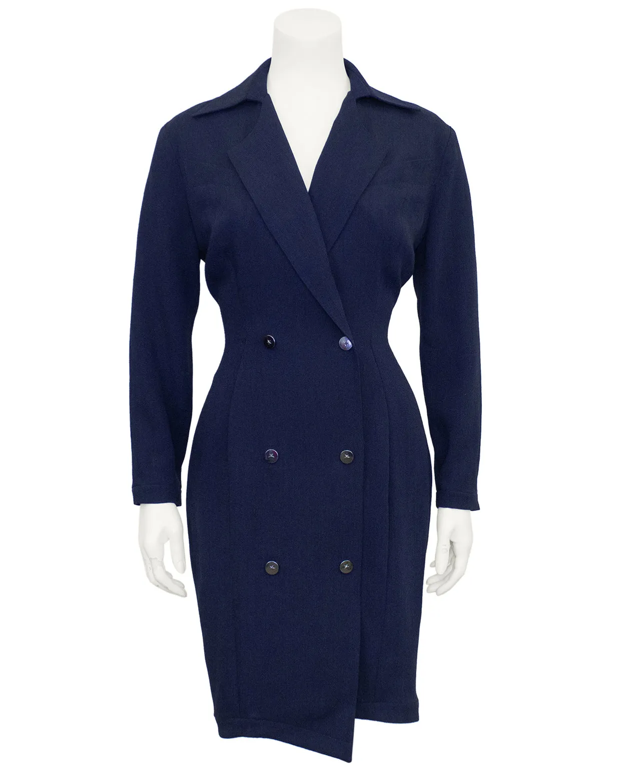 Navy Wool Double Breasted Coat Dress