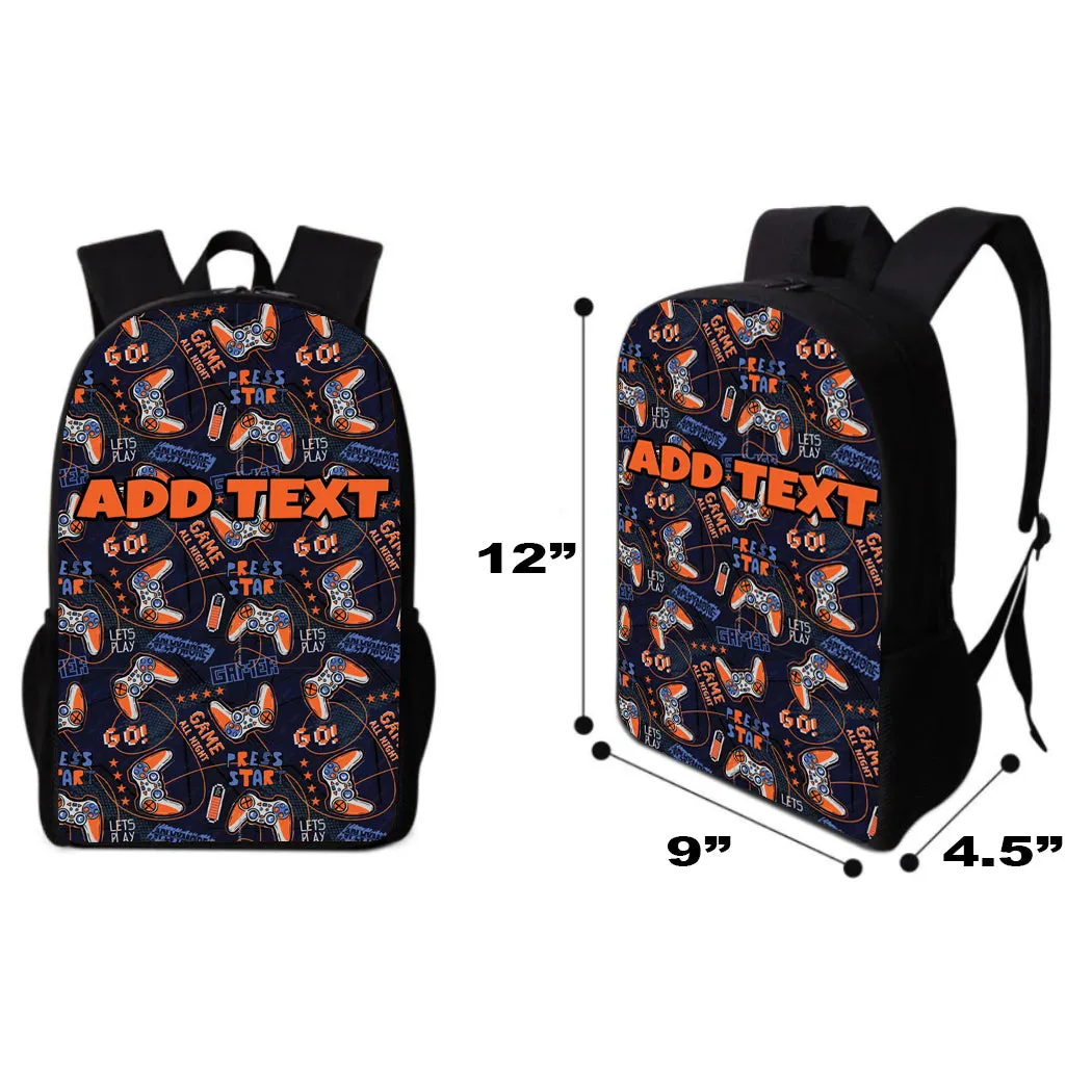 Personalized Backpacks, Lunch Bags, Duffel Bags, or Water Bottles with Full-Color - Gamer